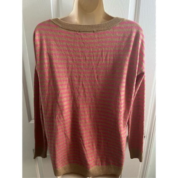Gap Lightweight Pink and Tan Scoop Neck Crewneck Sweater. Size XS and fits small - Picture 4 of 5